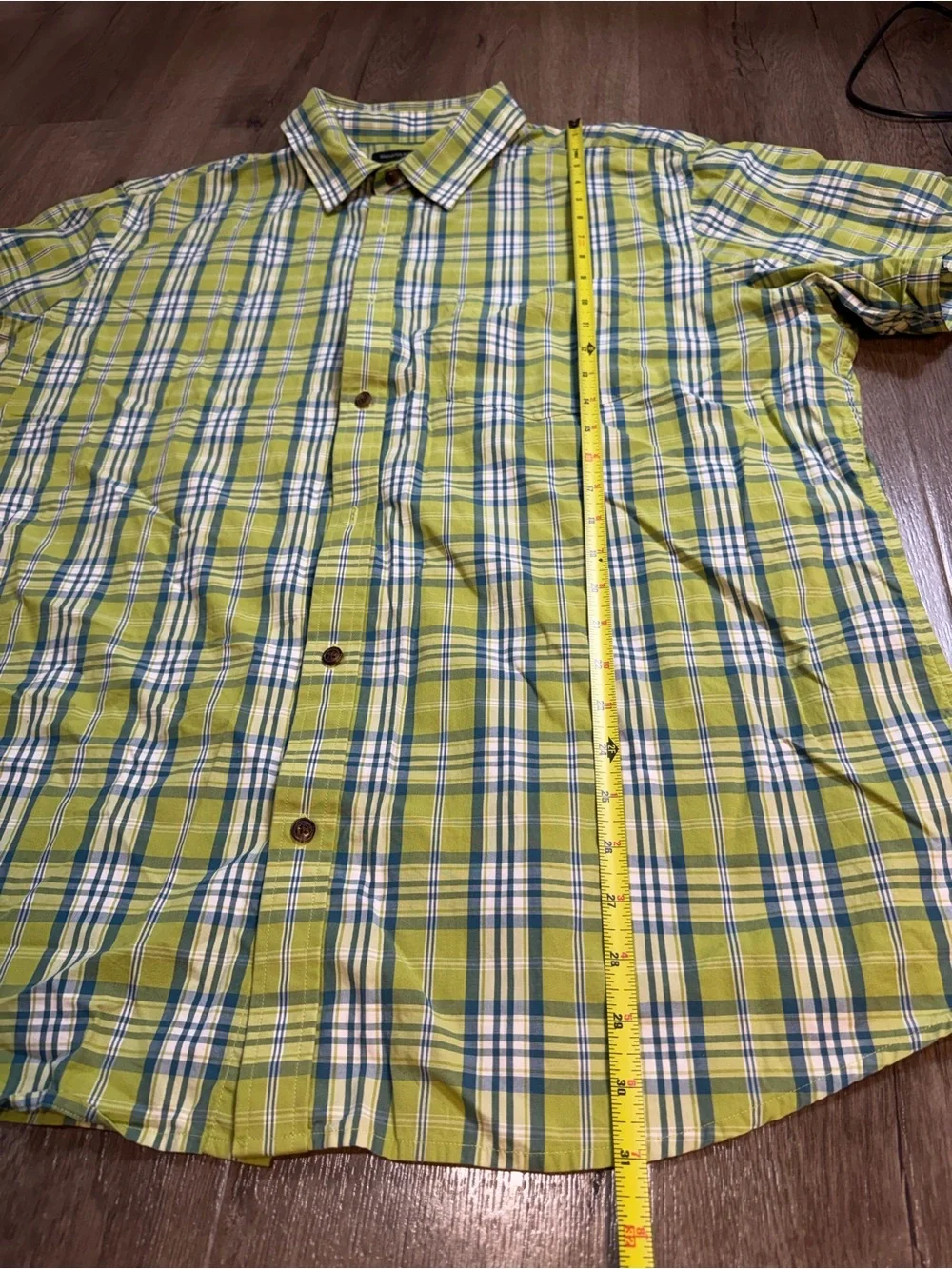 Banana Republic Yellow and Blue Plaid Short Sleeve Button-Down Shirt